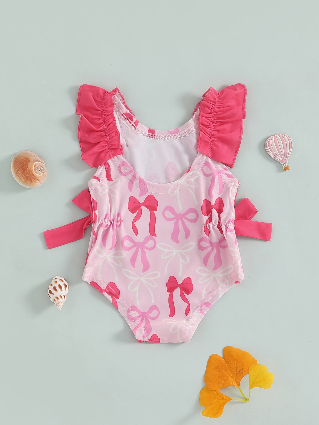 Toddler Girl Summer Tank Swimsuit Shell Print Romper Sleeveless U-Neck Bathing Suit Ruffled Beachwear