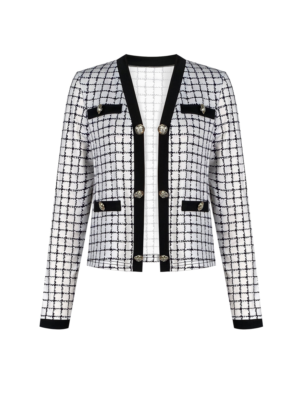 Long Sleeve Button Front High Waist Plaid Pattern Elegant Skirt Set Outfits, Women's Clothing