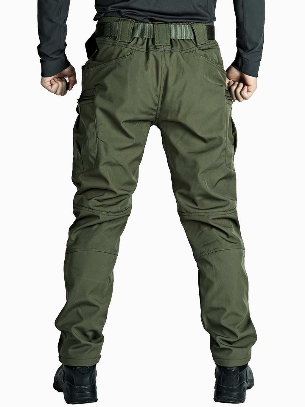 Men's 2pcs Fleece-Lined Hooded Jacket & Pants Set - Windproof Softshell Winter Clothing, Full-Zip Mummy-Like Zipper, Multi-Pocket Shell (Grey/Black) for Skiing, Hiking, Snow Sports - Thermal Outfit, Mens Clothes, Workwear For