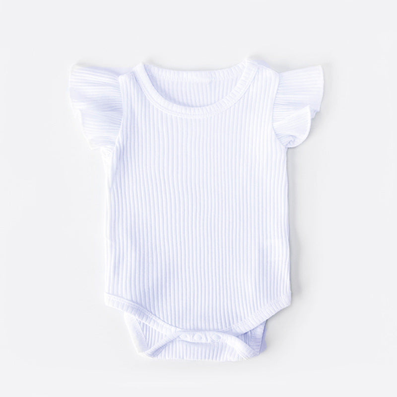 Western Style Solid Color Children's Clothing Baby Girl European And American Short Sleeve Triangle Suit