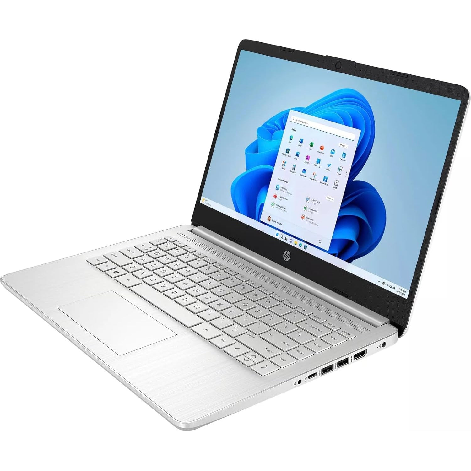 HP 14" Laptop For Student Business, With Office Lifetime License & Windows 11 S, Intel Dual-Core N4120, 16 GB RAM, 384 GB Storage(128GB EMMC+256GB Micro SD), Webcam, WiFi, Anti-Slip Mouse, Silvery