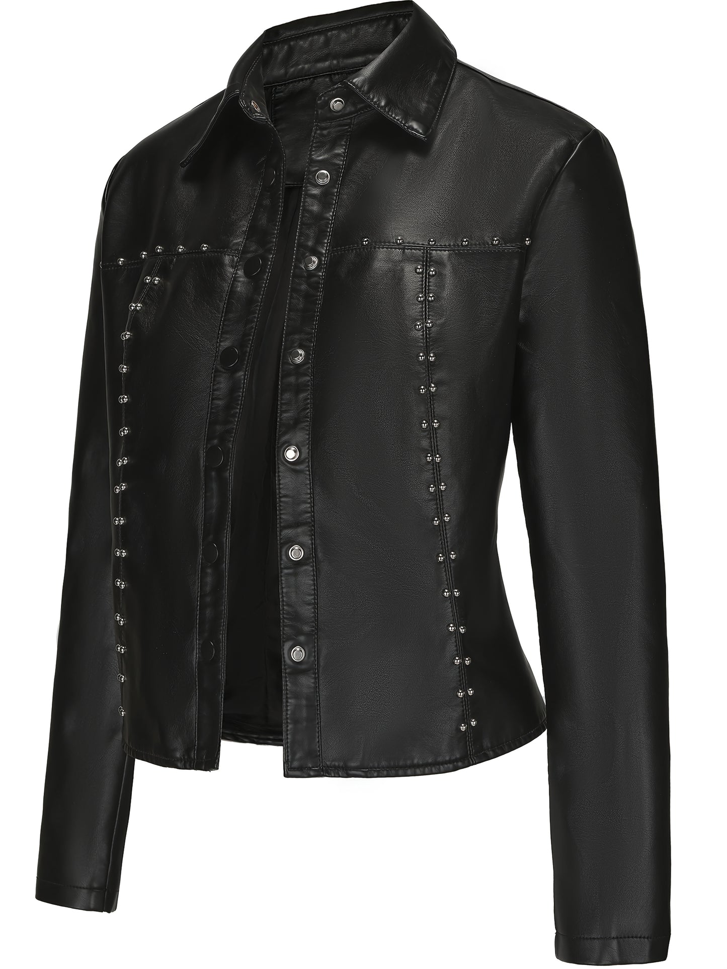 Women's Elegant White Rivet-Studded Jacket - Lightweight High Quality Machine-Washable Long Sleeve Cardigan with Turn- Collar, Regular Fit for All-Season Casual & Formal Wear, Lightweight Cardigan