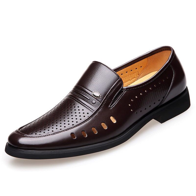 Men's Breathable Leather Shoes Black Soft Leather Soft Bottom Spring And Autumn Best Man Men's Business Formal Wear Casual Shoe