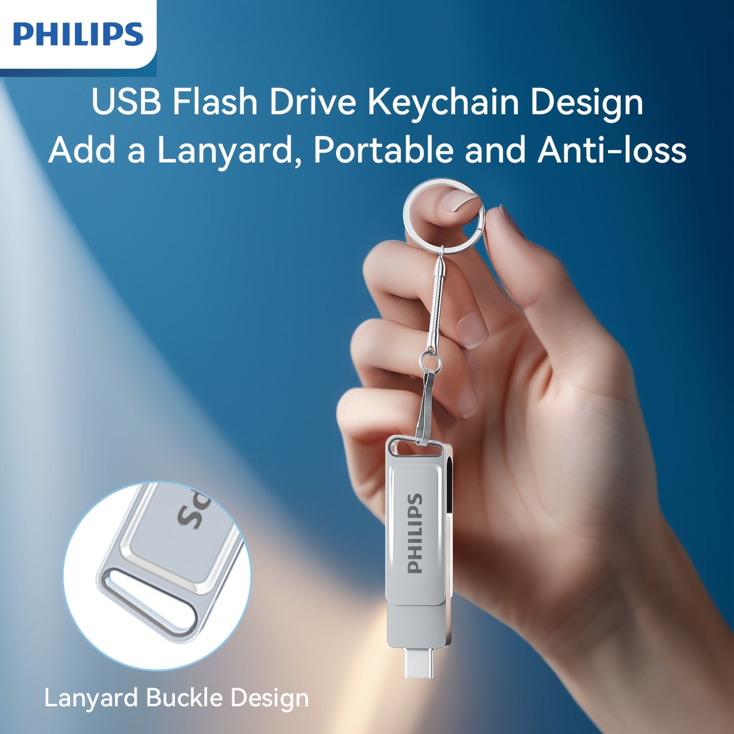 [PHILIPS Dual Flash Drive] PHILIPS 2-in-1 USB 3.2 Type-C Dual Flash Drive - Speed Up to 150MB/s, Metal, 32 GB, 64 GB, 128 GB, 256 GB - for USB-C Android Phones, iPhone 15, MacBook, iPad, Computers, etc