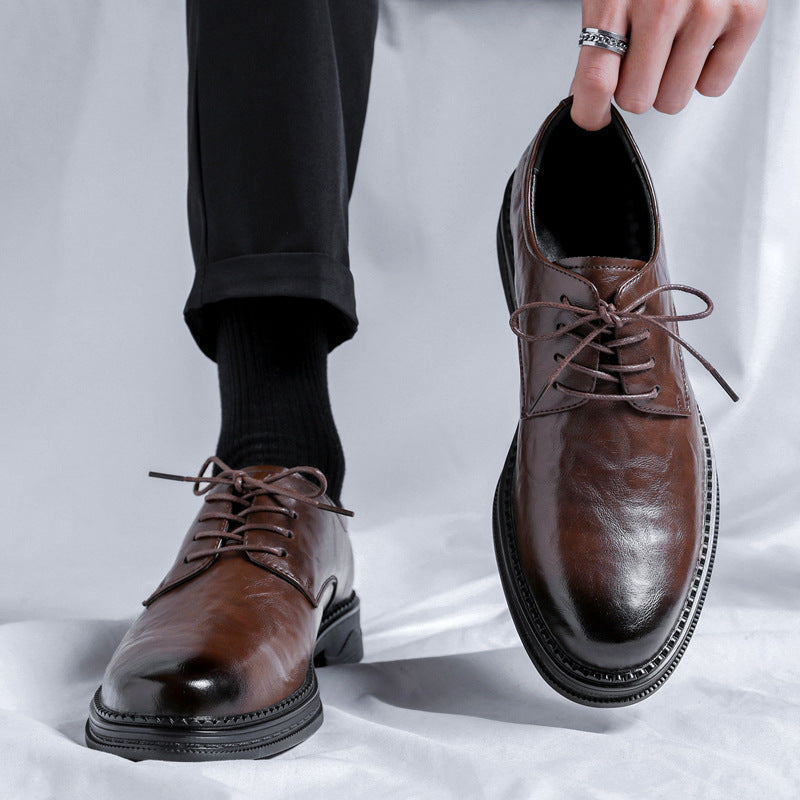 Men's Breathable Leather Shoes Black Soft Leather Soft Bottom Spring And Autumn Best Man Men's Business Formal Wear Casual Shoe