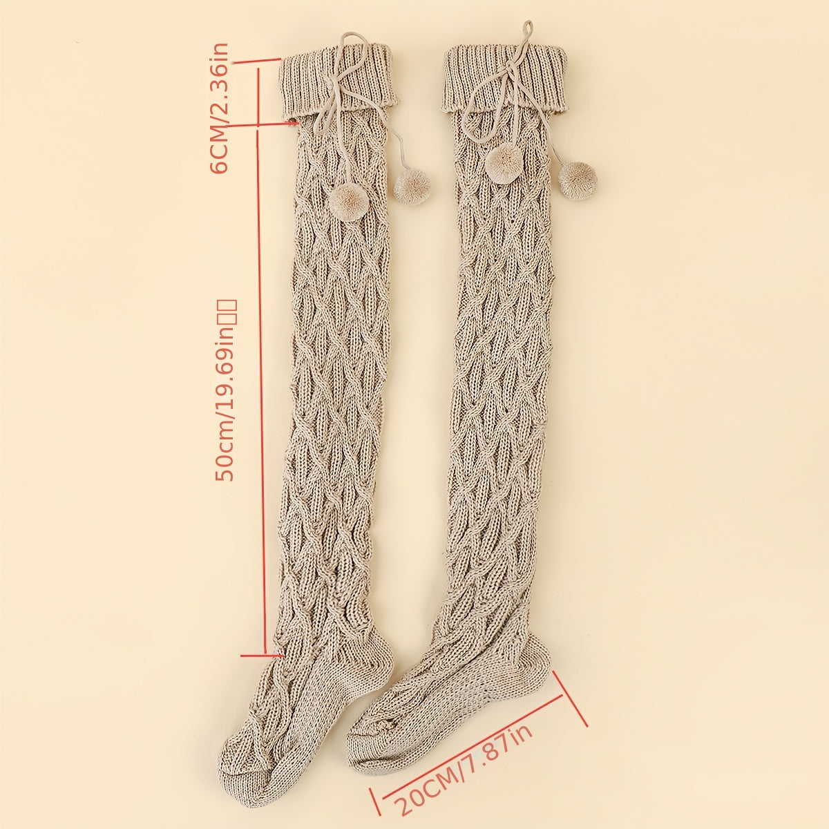[Soft Knee Socks] Soft and Comfortable Over the Knee Socks - Medium Tube, Diamond Check Pattern, Long Knitted Thigh Socks - Suitable for Matching Skirts, Jeans, Boots, Ideal Gift for Mother's Day, Birthday Gift for Women