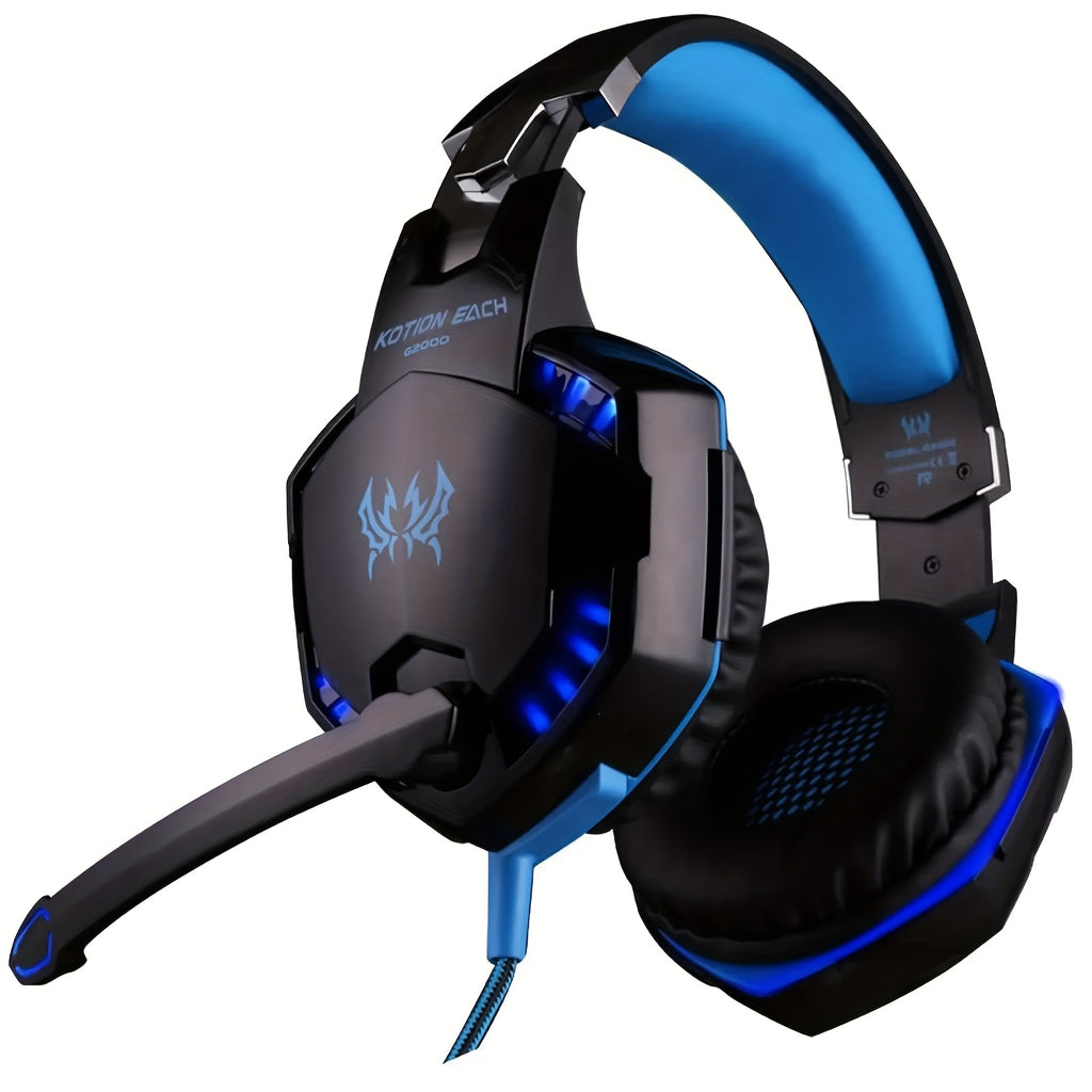G2000 Gaming Headset, with Mic LED Light Over Ear Wired Headphones for PC Game, Video Games Ps 5, 3.5mm Audio Cable, Condenser Mic - USB