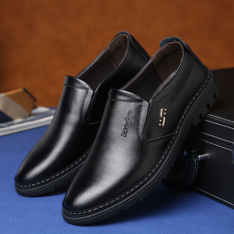 Men's Breathable Leather Shoes Black Soft Leather Soft Bottom Spring And Autumn Best Man Men's Business Formal Wear Casual Shoe
