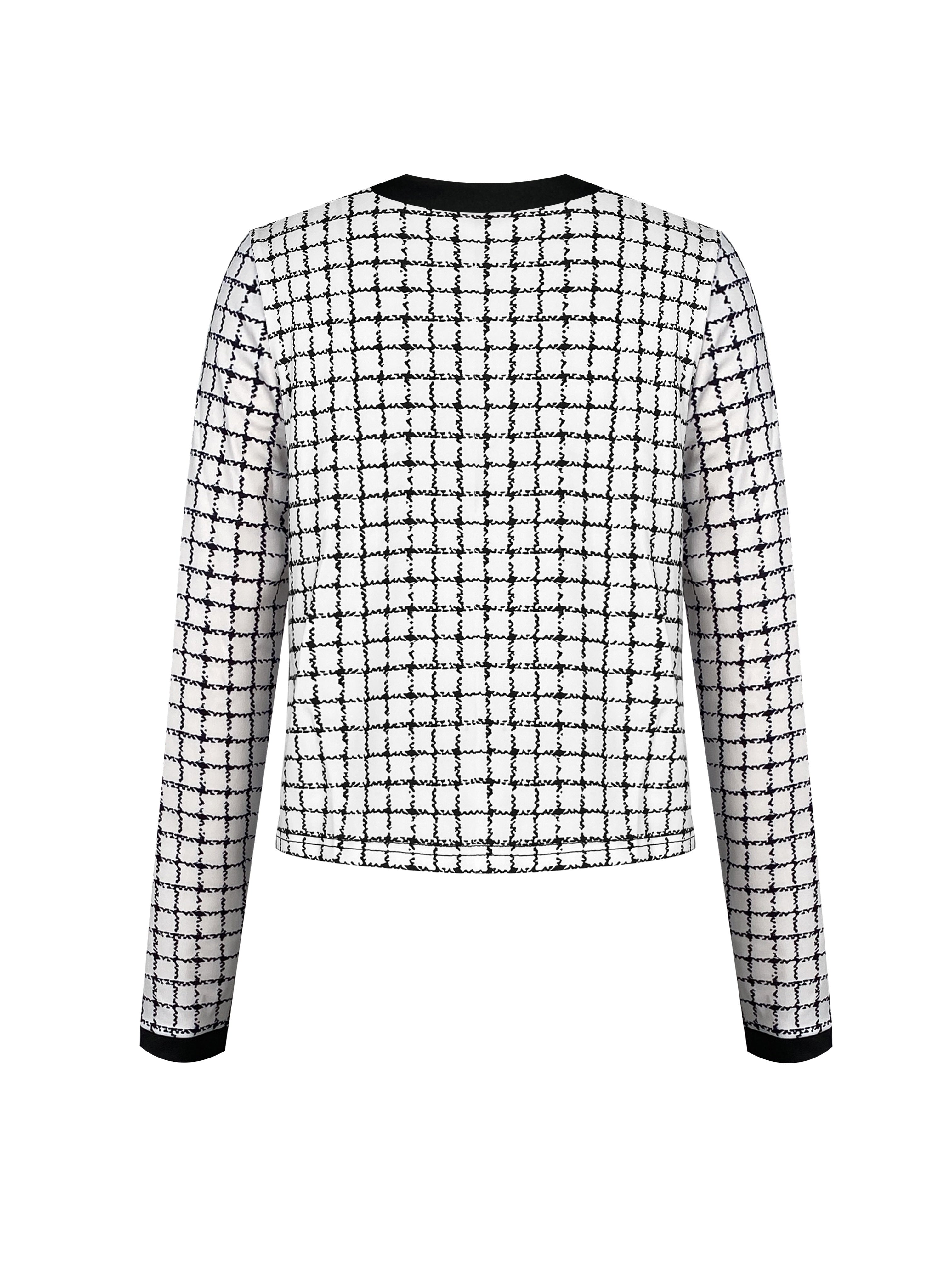 Long Sleeve Button Front High Waist Plaid Pattern Elegant Skirt Set Outfits, Women's Clothing