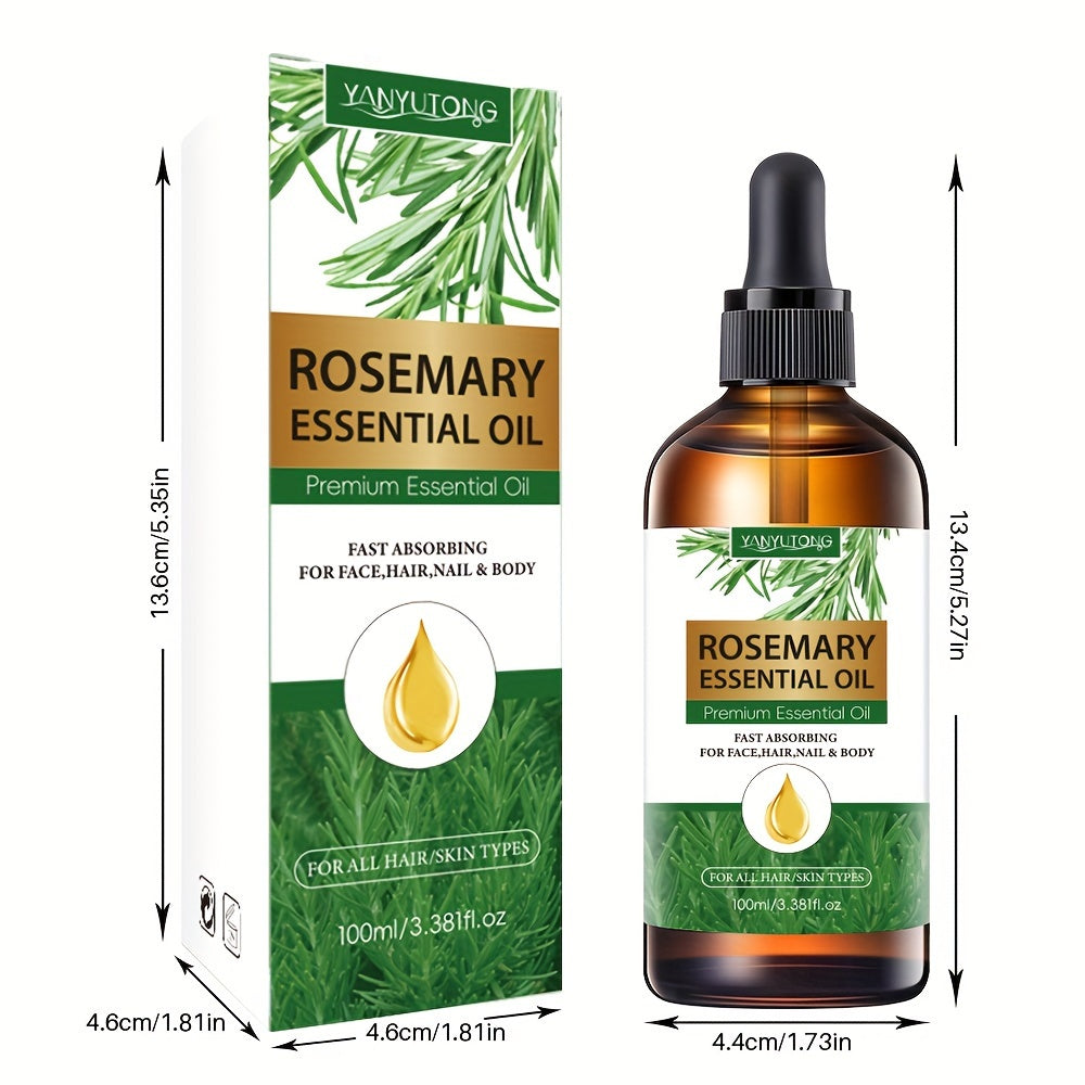 2pcs 3.38oz Rosemary Essential Oil, Rosemary Hair Care Products, Suitable for Autumn And Winter Moisturizing Hair Scalp Strengthening Oil, Used for Split End Care, Eyebrows And Eyelashes, Face, Skin Care, Body, Long-Lasting F