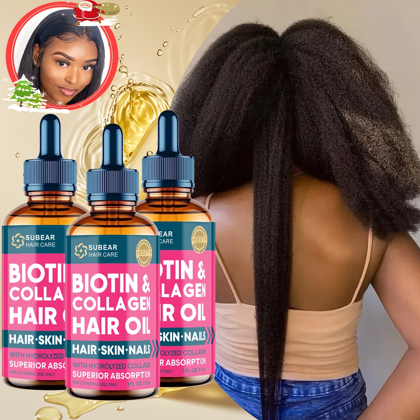 1/3pcs Biotin Hair Care Essence Oil - Hair Care Essence Oil Contain Biotin & Collagen, for Frizzy & Damaged Hair, Make Thin Hair Look Thicker, Ideal Gift for Men & Women
