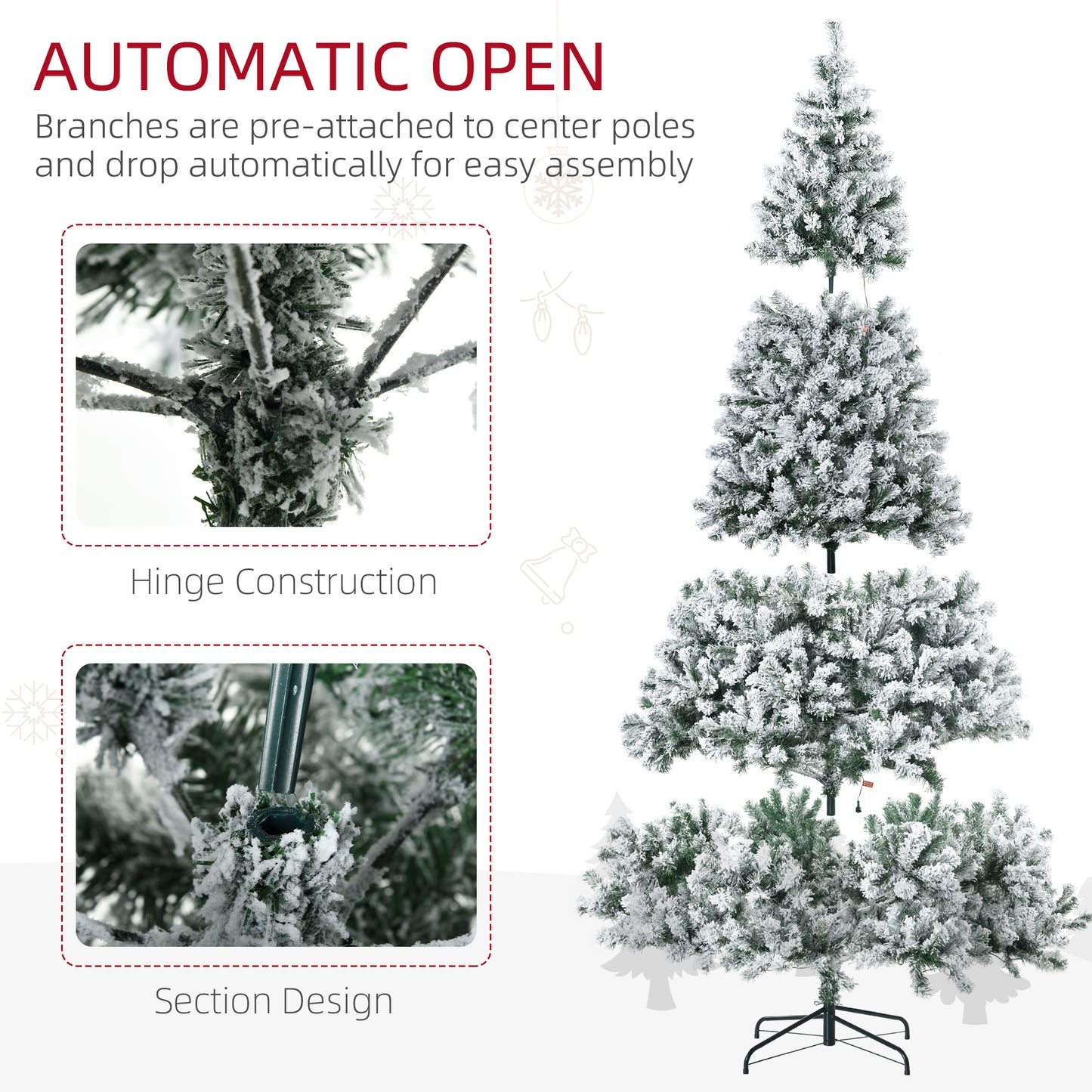 9' Artificial Snow Christmas Trees with Frosted Branches