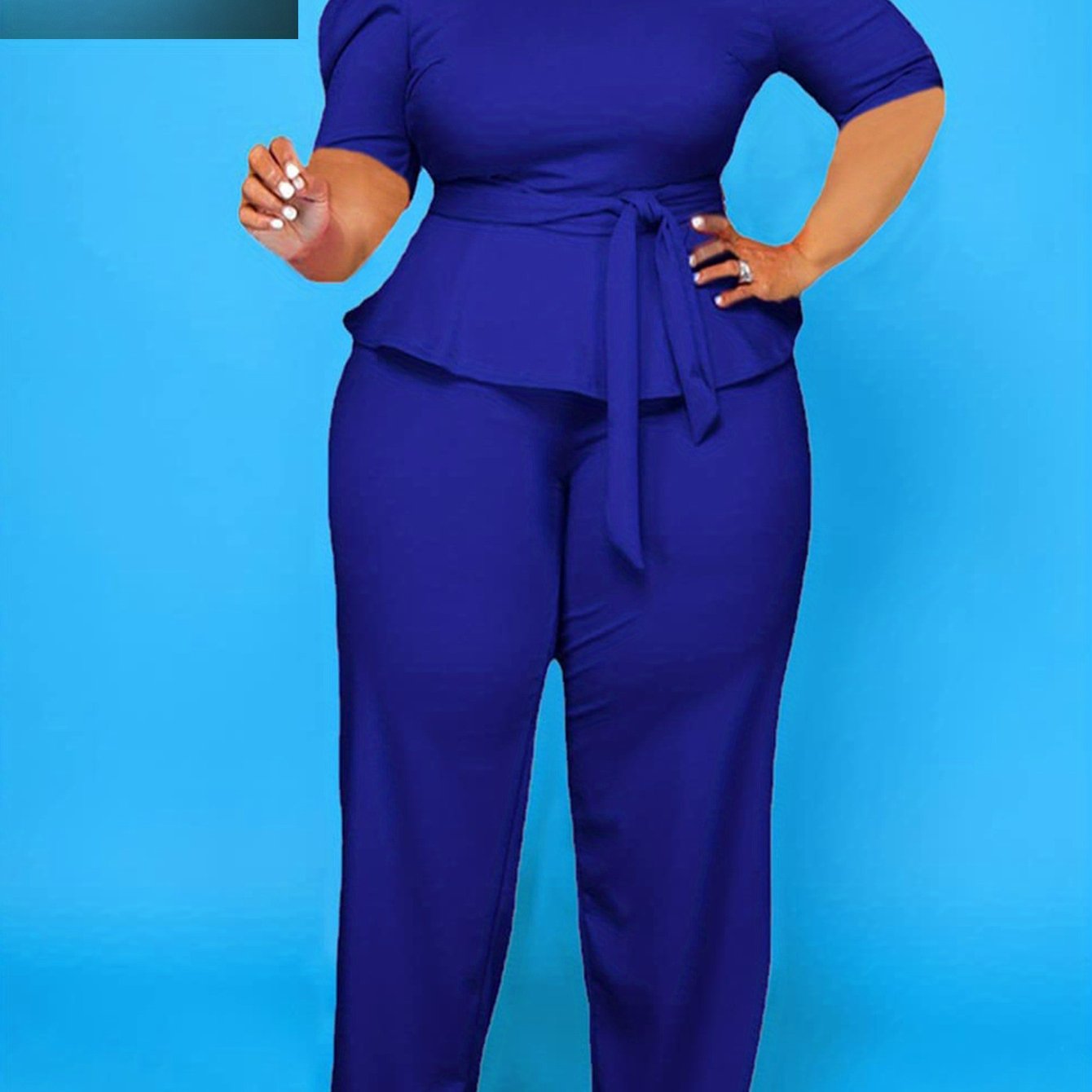 Plus Size 2pcs Outfits for Women Blazer Top Long Sleeve Long Pants Sets Formal Evening Ruffles Slim Fit Blazer Top And Long Pants Set Casual Elegant Business Suit with Belt