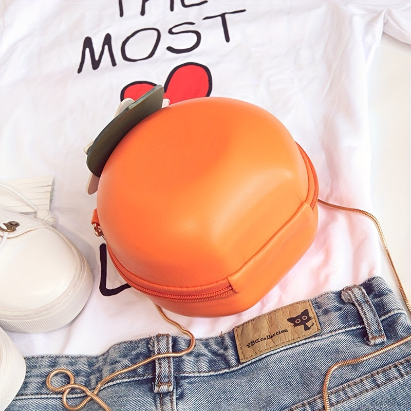 Adorable Orange Fruit Shape Crossbody Bag - Quirky PU Leather Chain Shoulder Bag with Adjustable Strap, Small Purse and Handbag for Women, Perfect for Casual Daily Use, Travel, and Outdoor Activities