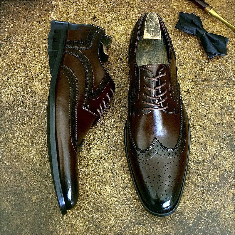 Men's Breathable Leather Shoes Black Soft Leather Soft Bottom Spring And Autumn Best Man Men's Business Formal Wear Casual Shoe