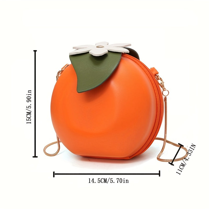 Adorable Orange Fruit Shape Crossbody Bag - Quirky PU Leather Chain Shoulder Bag with Adjustable Strap, Small Purse and Handbag for Women, Perfect for Casual Daily Use, Travel, and Outdoor Activities