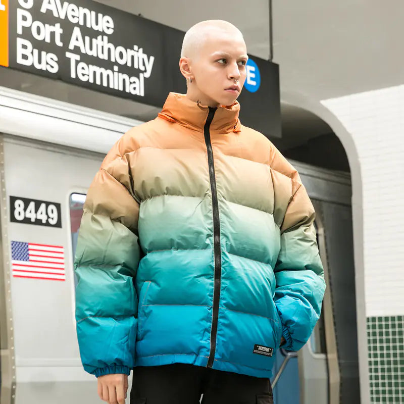 Gradient Hoodie Cotton Jacket for Men - Winter Outerwear