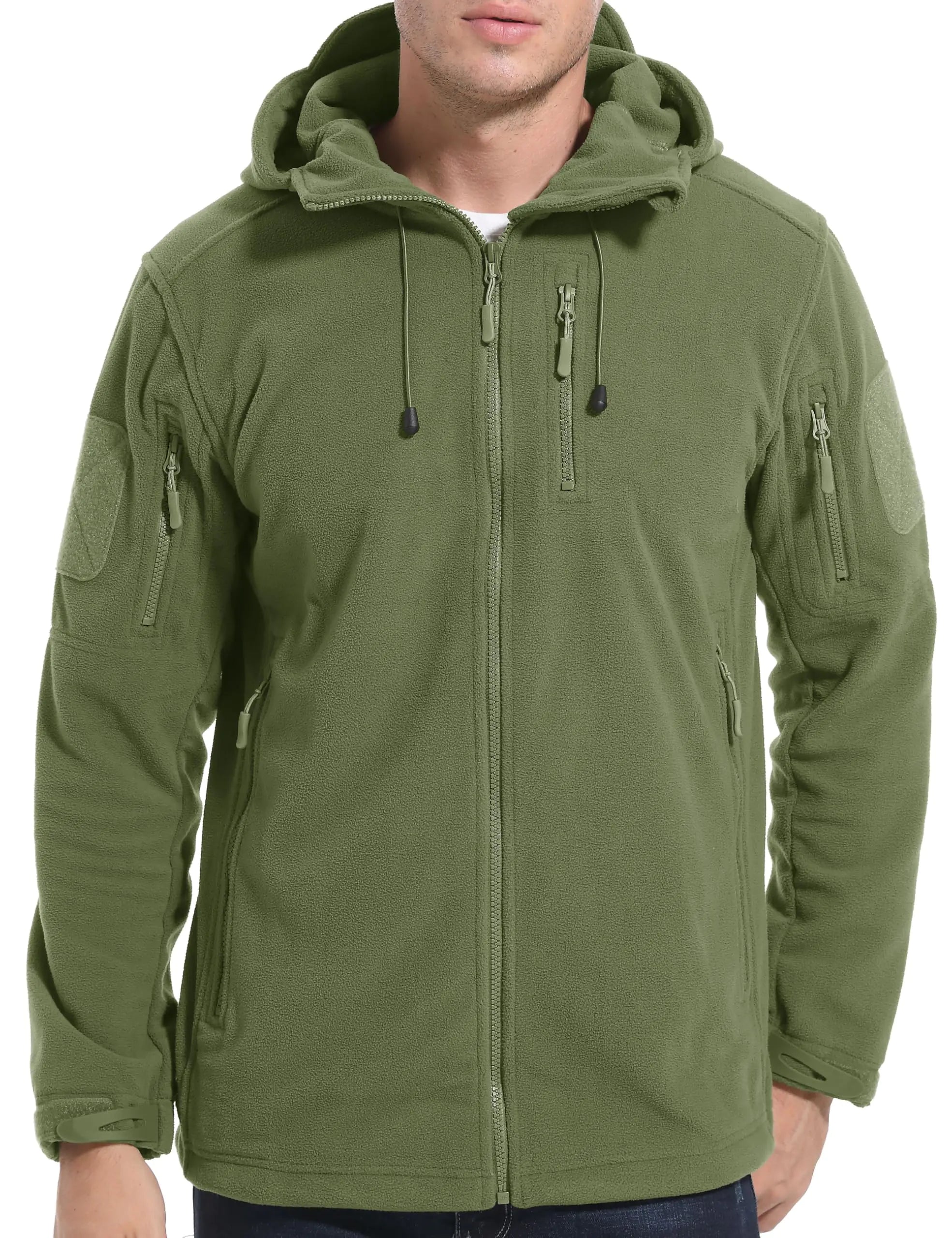 MAGCOMSEN Mens Fleece Hoodie Military Jacket Tactical Jackets Winter Jacket Thick Jacket Full Zip Up Winter Sherpa Coat Hoodies for Men