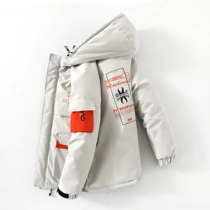 Fashion Print Hooded Cotton Jacket for Men Winter Wear