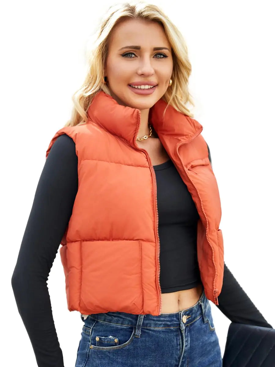 MODERN BUBBLE Puffer Vest Women Sleeveless Padded Crop Vests Lightweight Winter Puffer Jacket Womens Vests Outerwear